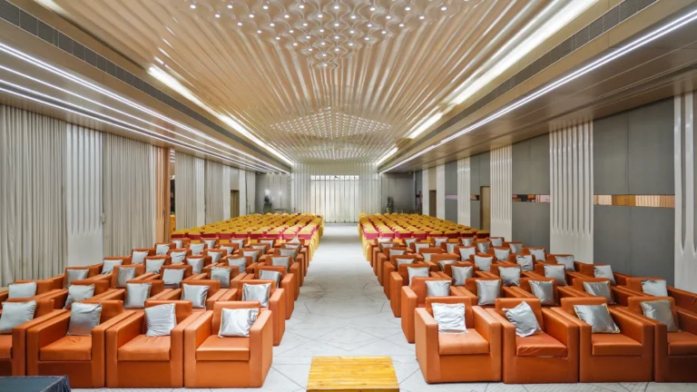 Modern banquet hall with contemporary interior design and premium décor at Seasons Hotel Rajkot
